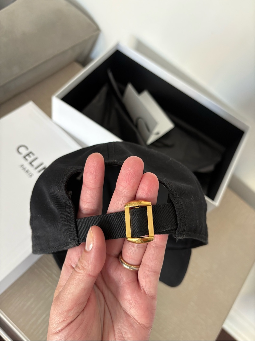 CELINE Black Cotton Baseball Cap Logo C Kaia Gerber 2021 Campaign Size S Unisex - Picture 7 of 16